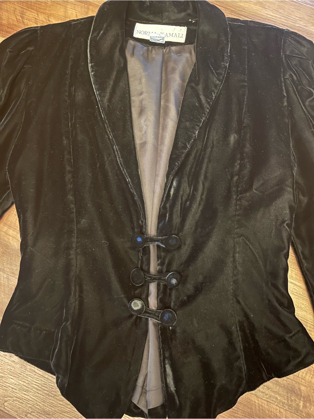 Vintage Norma Kamali Black Velvet Skirt Suit Blazer Set Made USA Old Money - Picture 4 of 10